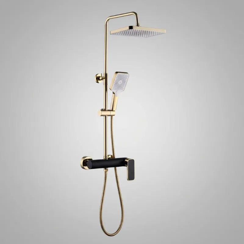 Svart guld fyrkantig duschset