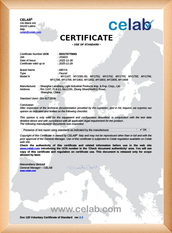 Kingsdom Sanitary Ware Company Certifications